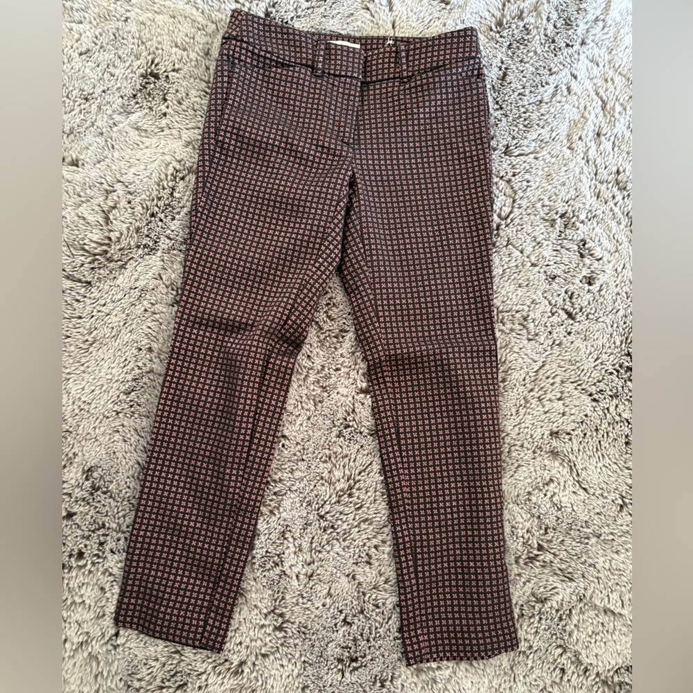 LOFT Modern Skinny Ankle Black and Magenta Dress Pants Slim Fit